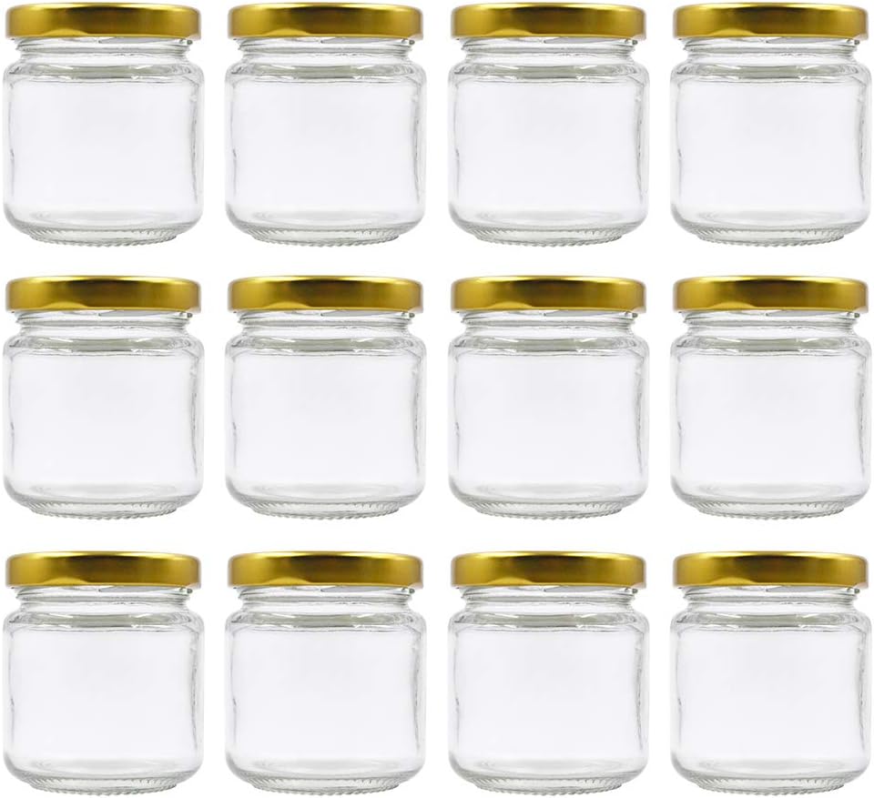 U-Pack 100ml 3.3 fl.oz Glass Jar with Gold Lid for Honey Jam Gift