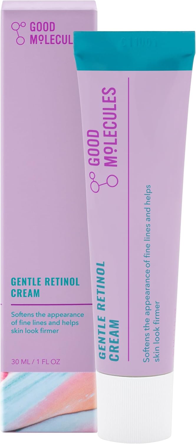 Good Molecules Gentle Retinol Cream 30ml/1oz - Night Cream With Retinol And Bakuchiol - Anti-Aging Skincare For Face Minimize Fine Lines, Wrinkles, Breakouts, Enlarged Pores, Hyperpigmentation