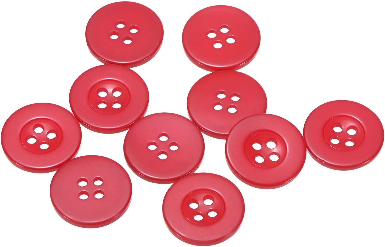 HARFINGTON 10pcs 32L Sewing Buttons 3/4"(20mm) Resin Round Flat 4-Hole Craft Replacement Buttons for Sewing Shirt Clothing and DIY, Red