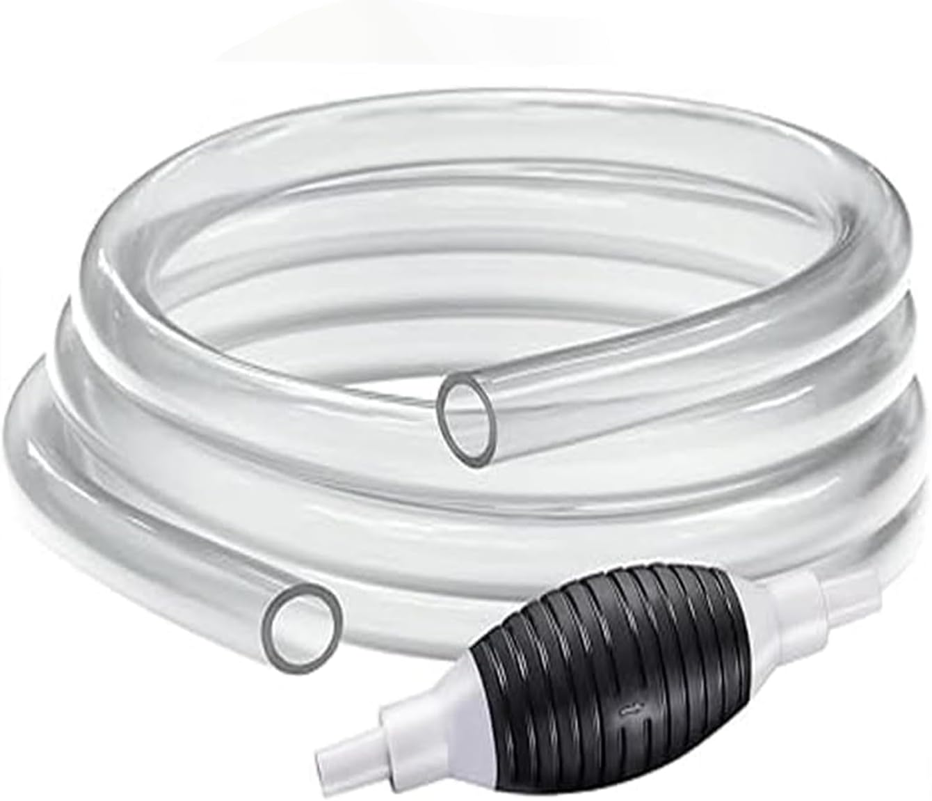 Siphon Pump for Gasoline Gas Oil Fuel Petrol Diesel Fluid Water Fish Tank,2M Hand Siphon Fuel Pump Portablewith 2 Durable PVC Syphon Hoses with Hose Clip,Metal Buckles