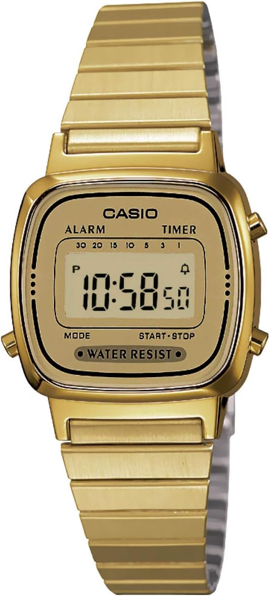 CASIO Women's LA670WGA-9 Gold Stainless-Steel Quartz Watch with Digital Dial