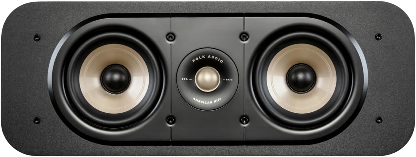 Polk Audio Signature Elite ES30 Center Speaker, Slim, High-Resolution, Hi-Res Certified, Dolby Atmos and DTS:X Compatible - Black