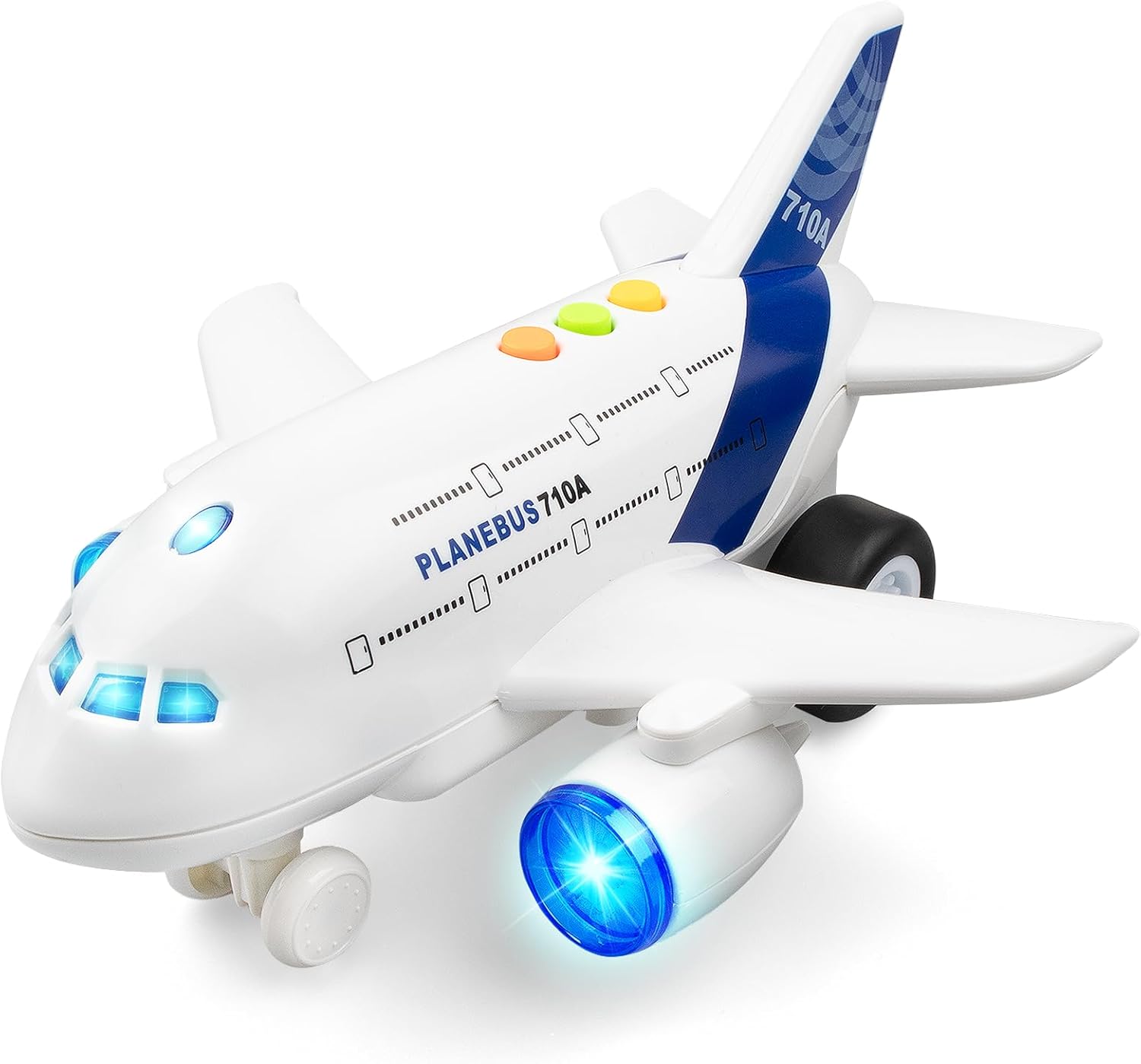 Airplane Toys for Toddlers – 1:200 Friction Powered Toy Plane with Flashing Lights & Sounds – Educational Aircraft Toy for Boys & Girls Ages 3+, Pretend Play Vehicle