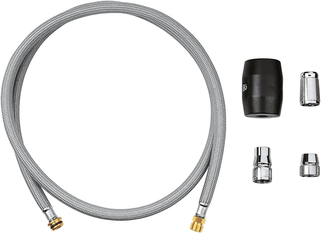 GROHE Hose for Sink Mixer with Pull-Out Dual Spray or Mousseur (Guarantees Easy Retraction & Smooth Docking Back to the Starting Position, Inc. Weight and Knurled Nuts G ½, Approx. 1425 mm), 48293000