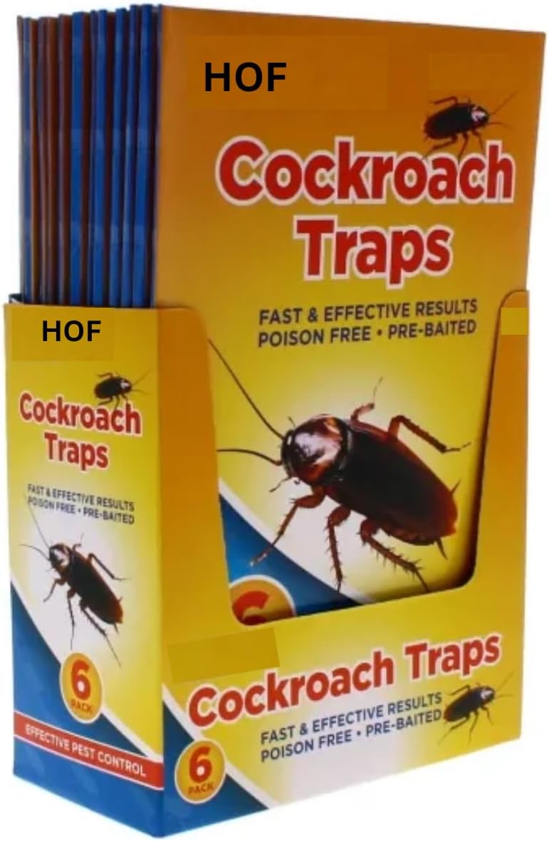 (HoF)® 6 X Extra Premium Glue Traps Killer Crawling Sticky Pest Control Solution Extra Strength Cockroach Insects-Cockroaches, Beetles,Ants, Woodlice, Spiders, Bed Bugs, Beetles, Fleas
