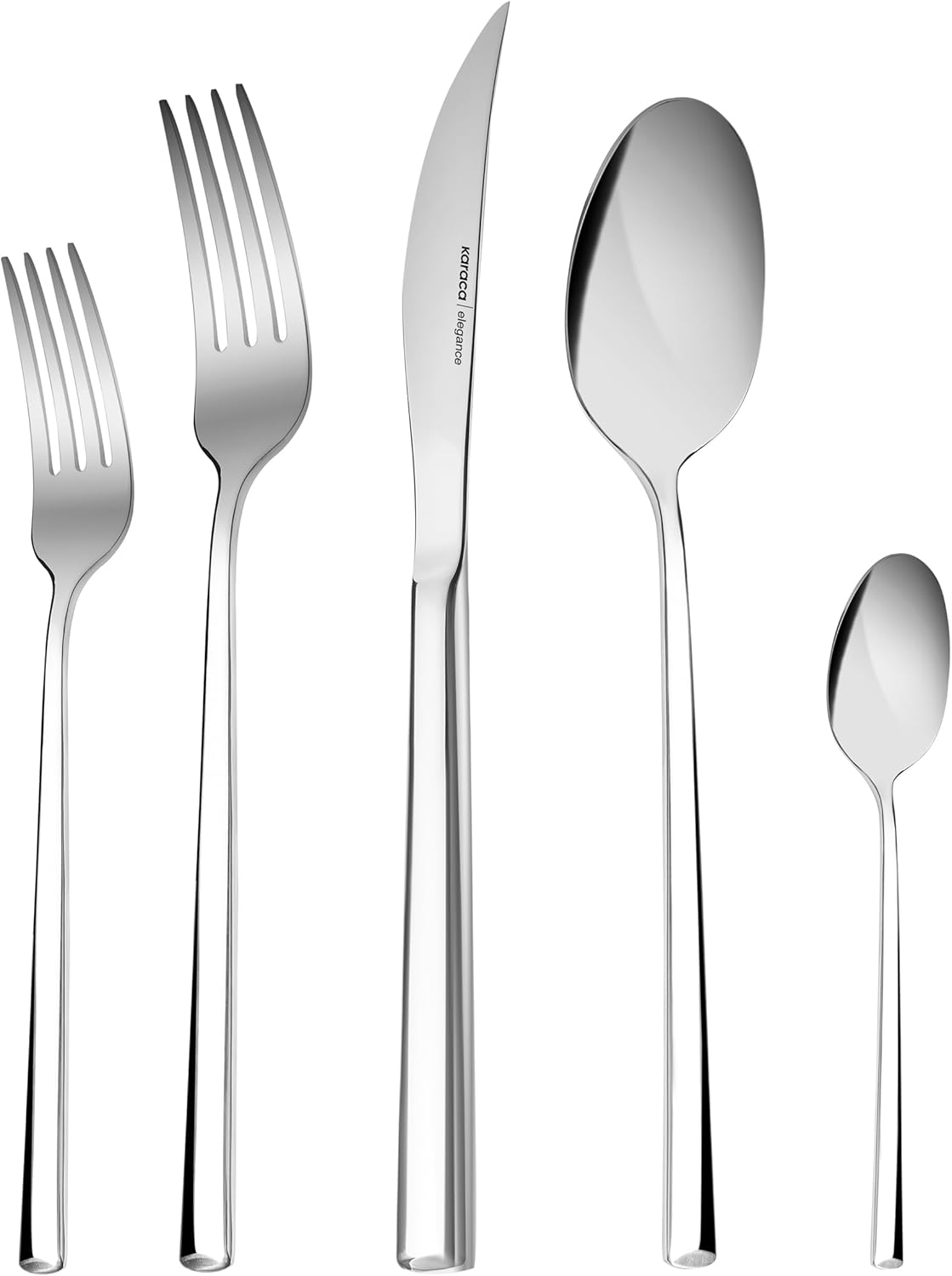 Karaca Tivoli Silver 30-Piece Cutlery Set, for 6 People, 18/10 Stainless Steel Cutlery Set, Heat Resistant, Corrosion Resistant, 3mm Thick, Silver