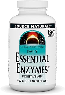 Source Naturals Essential Enzymes 500mg Bio-Aligned Multiple Enzyme Supplement Herbal Defense for Digestion, Gas, Constipation & Bloating Relief - Supports Immune System - 240 Capsules