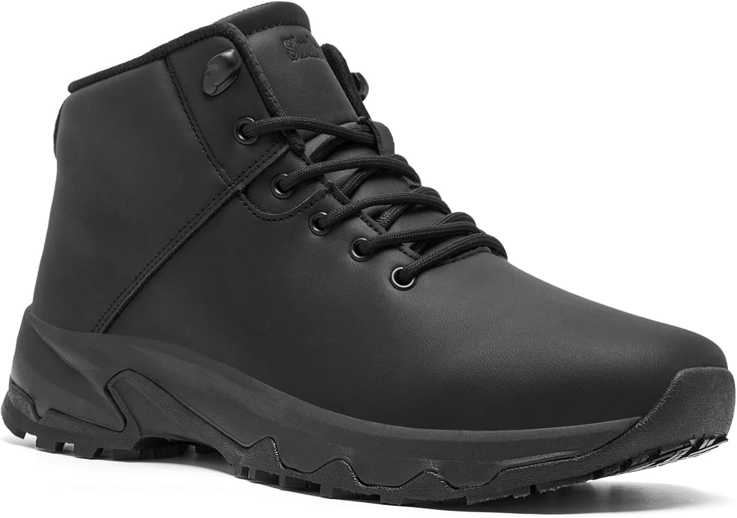 SHULOOK Non Slip Work Boots for Men Slip Resistant Shoes Waterproof Food Service Chef Kitchen Restaurant Working Boots Casual Leather Ankle Boot Outdoor Walking Booties