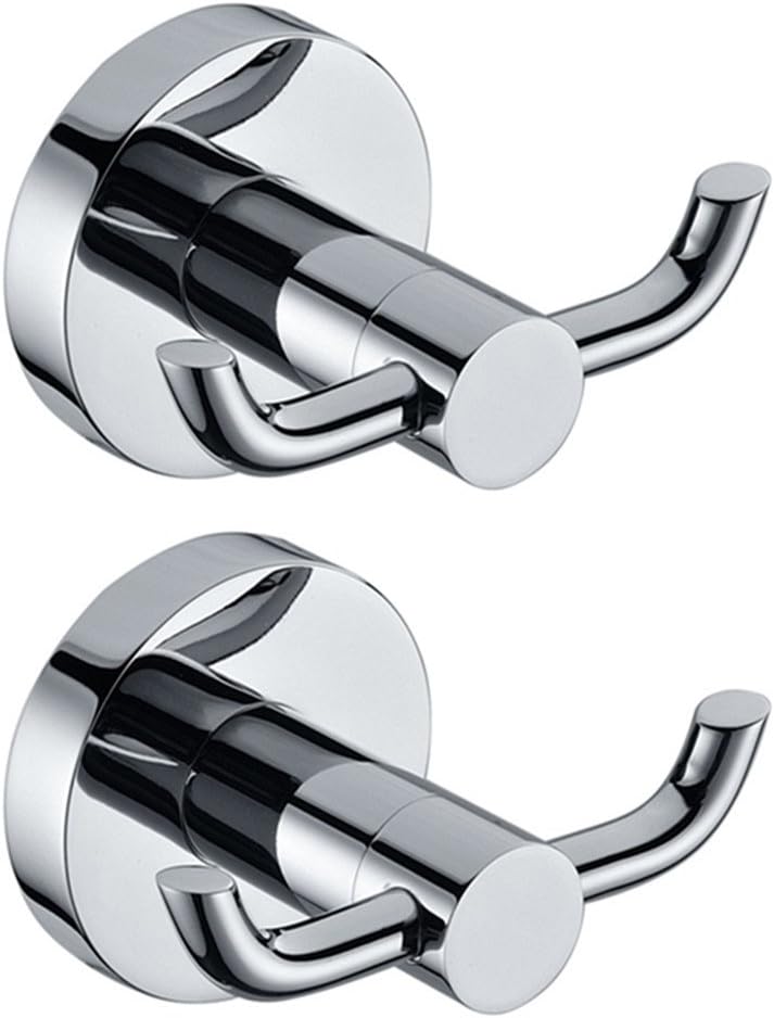 2pcs Stainless Steel Towel Holder Hooks Brass Chrome Door Bathroom Robe 2 Hook Hat Clothes Wall Door Hanger