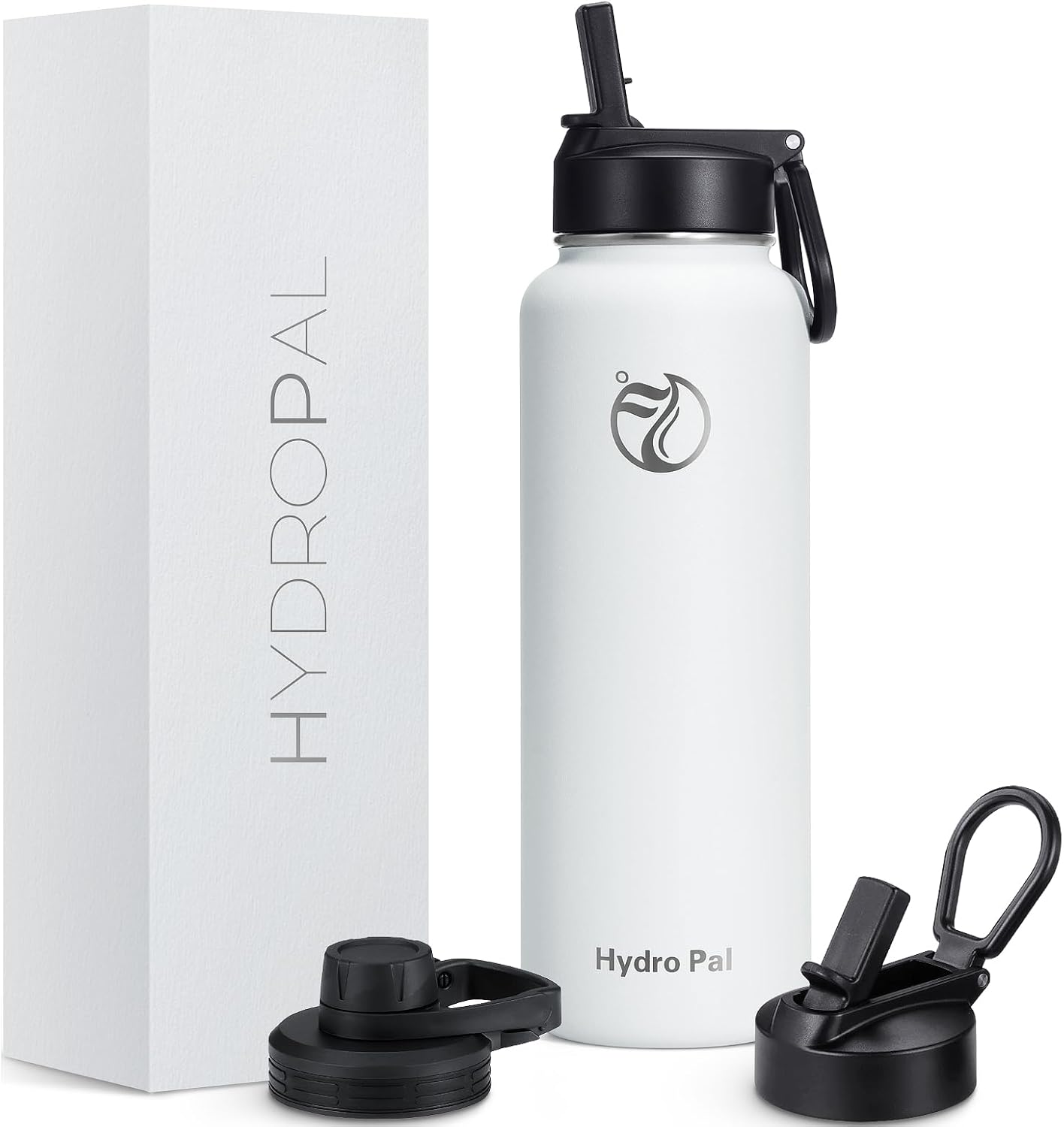 HydroPal Insulated Water Bottle 1.2L Stainless Steel, Straw & Spout Lids