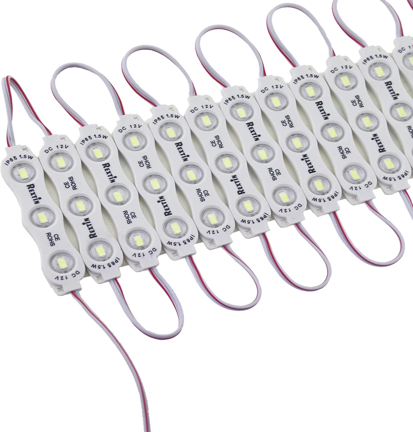 REXTiN Super Bright 200pcs 3 LED Module Storefront Lights White 5630 5730 SMD Waterproof Decorative Light for Letter Sign Storefront Advertising Signs with Tape Adhesive Backside(White)