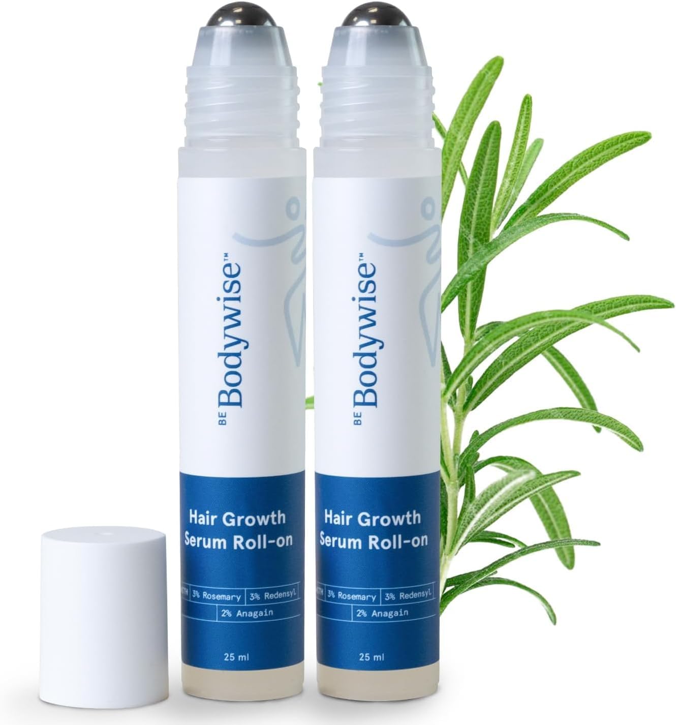 Be Bodywise Hair Growth Serum (Roll On) 3% Redensyl & 2% Anagain Hair Fall Control Serum For Women & Men Promotes Growth & Stimulates Follicles For All Hair Types Rosemary 25 ml (Pack of 2)