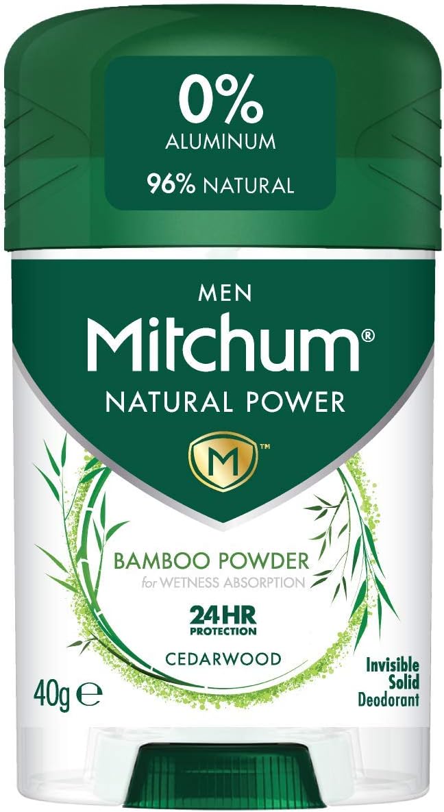 Mitchum Men Natural Deodorant Stick, Aluminium Free, Vegan, Cruelty Free, 96% Natural Ingredients, Cedarwood