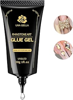 UNA GELLA Nail Art Rhinestone Glue Gel for Nail Art Nail Gem Glue Super Strong Adhesive for Nail Beads Stickers Stones Crystals Diamond Art Jewels 3D Decorations Nails Tools 30ML