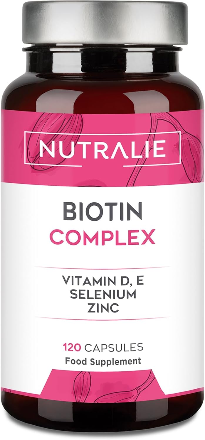 Biotin for Hair 10000mcg - Growth Hair Skin Nails - Zinc + Selenium + Vitamins E D for Hair - with Vitamin E, D, Zinc and Selenium - 120 Capsules 100% Vegetarian Nutralie