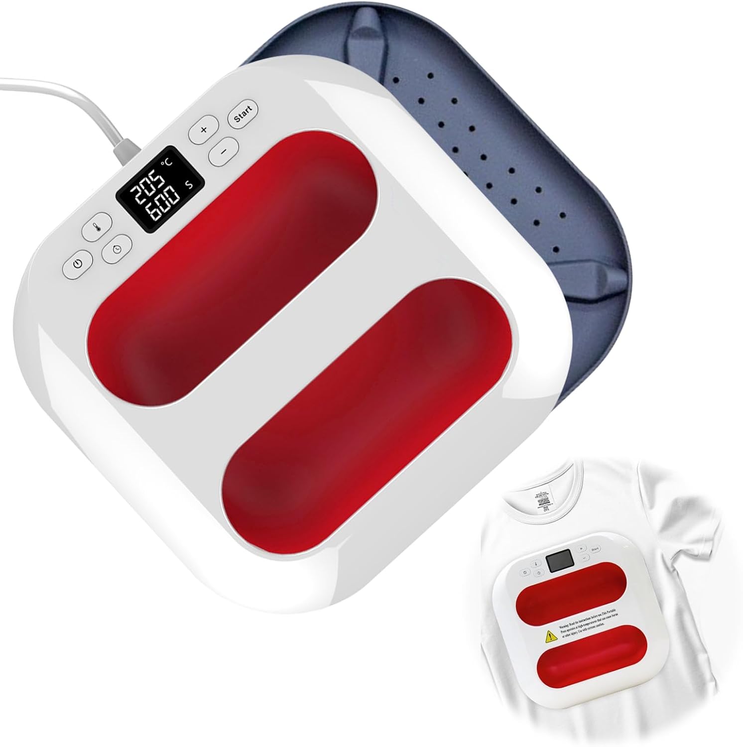 Heat Press, 2 in 1 Heat Press Machine, Portable Iron Press(9" x 9"), DIY Heat Press Fast Heat for Sublimation/HTV Vinyl/Bags/Hat/T-Shirts