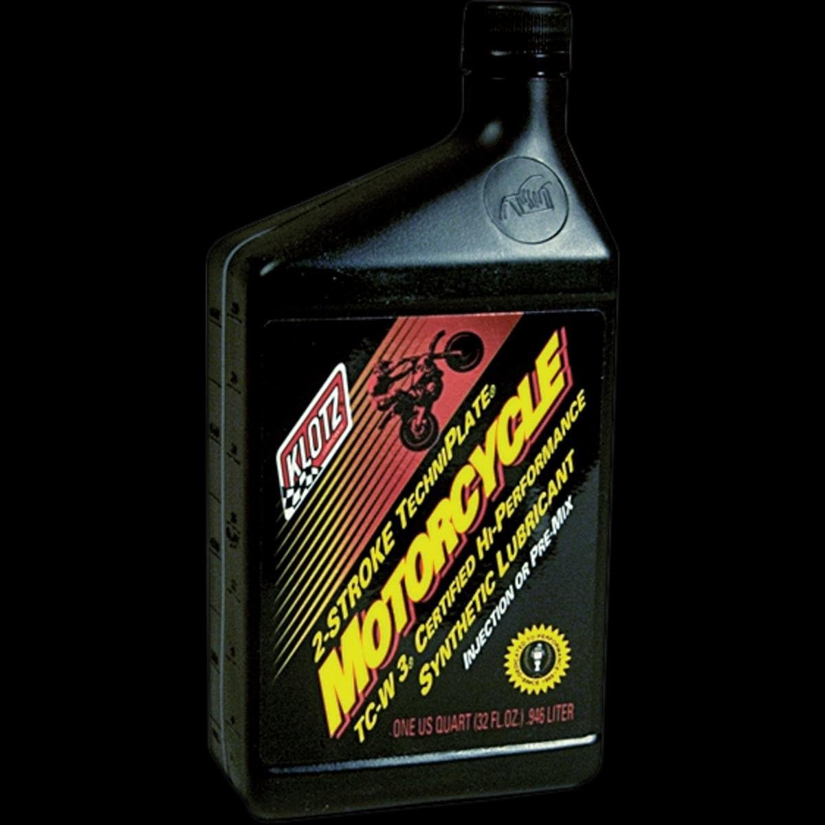 Klotz Motorcycle & Dirt Bike TechniPlate Synthetic Premix / Injector Oil Lubricant for 2-Stroke TC-W3 Engines – 1 Quart KL-302