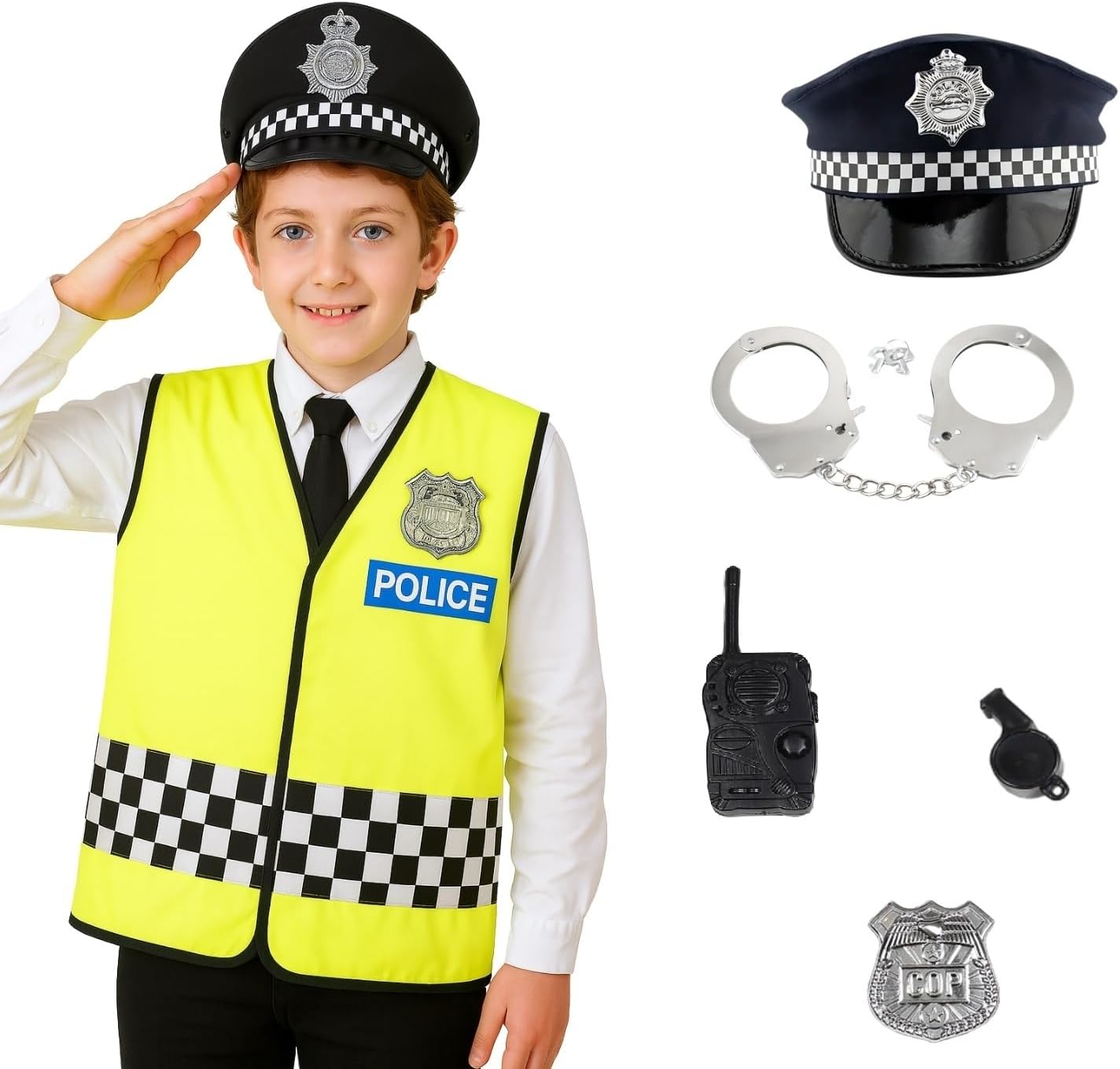 Matissa & Dad Children's Police Officer Role Play Costume and accessory Set Kids Boys Girls