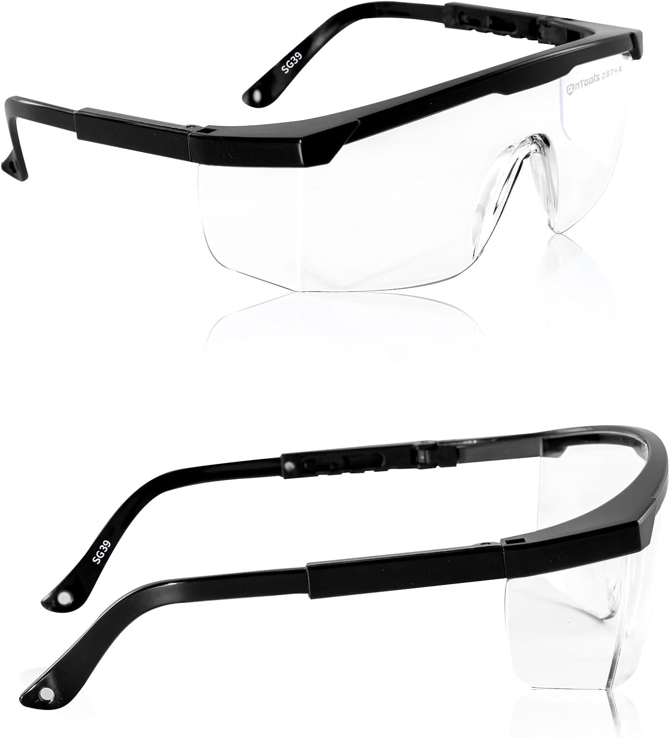 2 Pack ANSI Z87+ Safety Glasses, Anti-Fog, Scratch-Resistant, Adjustable Temples, Clear Protective Eyewear, Lab Goggles