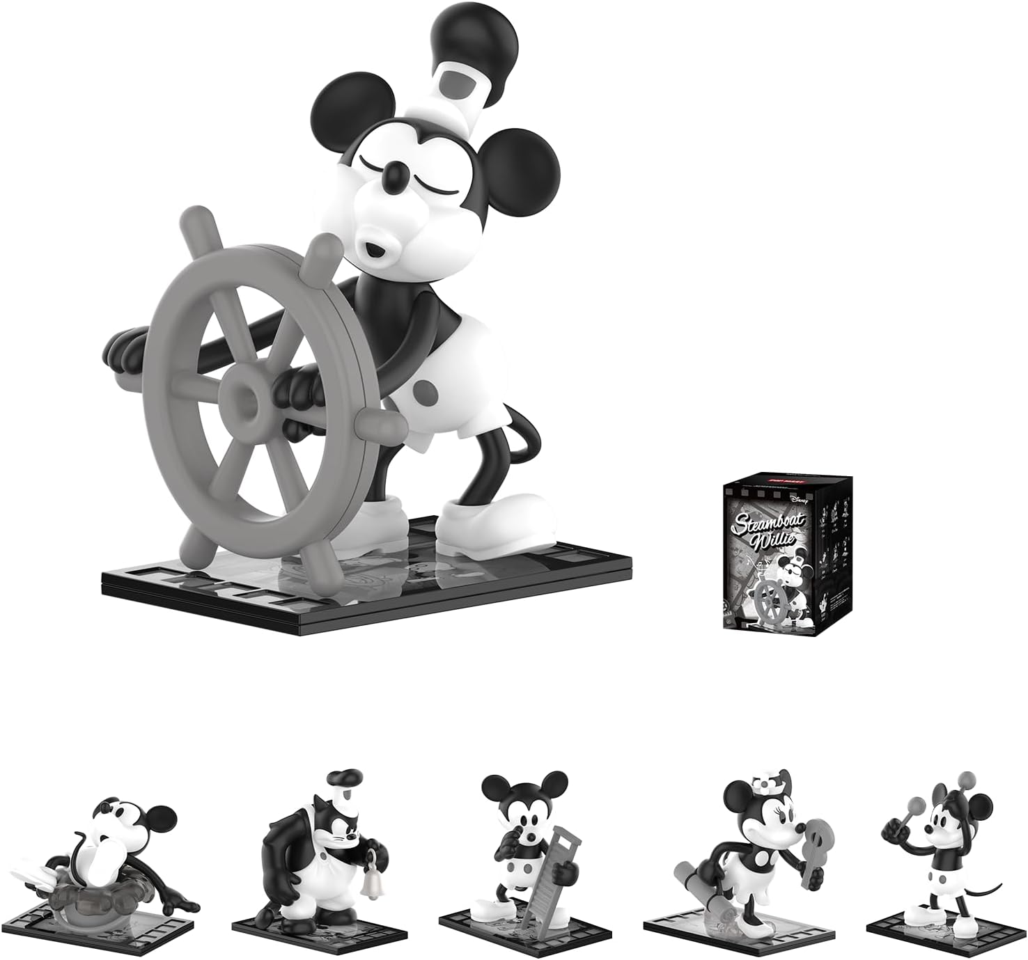 POP MART Disney Steamboat Willie Series Figures, Disney Blind Box Figures, Random Design Action Figures Collectible Toys Home Decorations, Holiday Birthday Gifts for Boys and Girls, Single Box