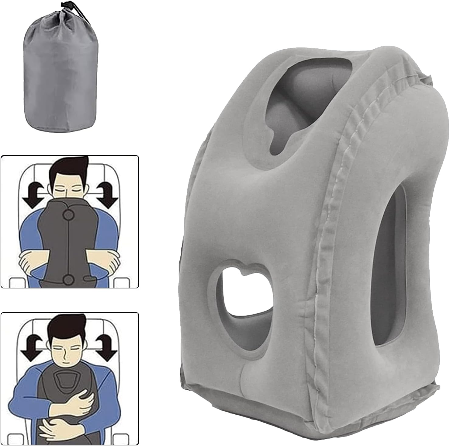 Inflatable Travel Pillow Headrest, Neck & Head Support Pillow, Airplane Neck Air Pillow for Sleeping Traveling to Avoid Neck & Shoulder Pain, Compact & Lightweight, for Office Train Travel