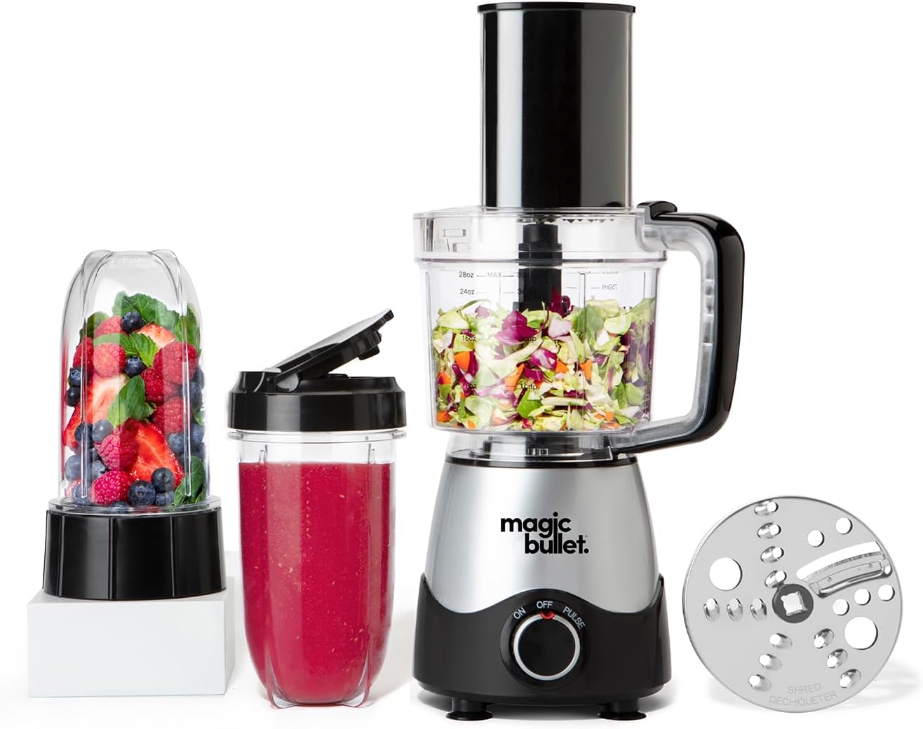nutribullet magic bullet Kitchen Express - All-in-one Food Processor & Blender - 830ml Capacity - Precise Control - Blend, Chop, Mix & Slice - Ideal for Smoothies & Healthy Meal Preparation - 250W