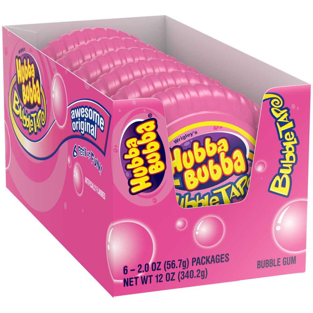 HUBBA BUBBA Bubble Gum Tape - Original Chewing Gum Bulk Pack, 2 oz, Pack of 6 Candy Bulk