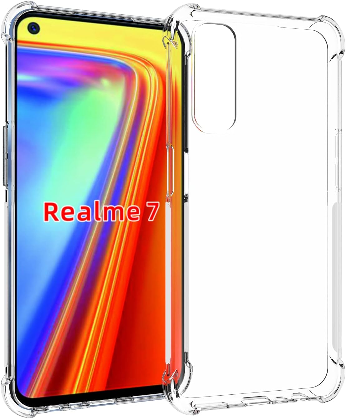 for Realme 7 Case Clear TPU Four Corners Cover Transparent Soft funda