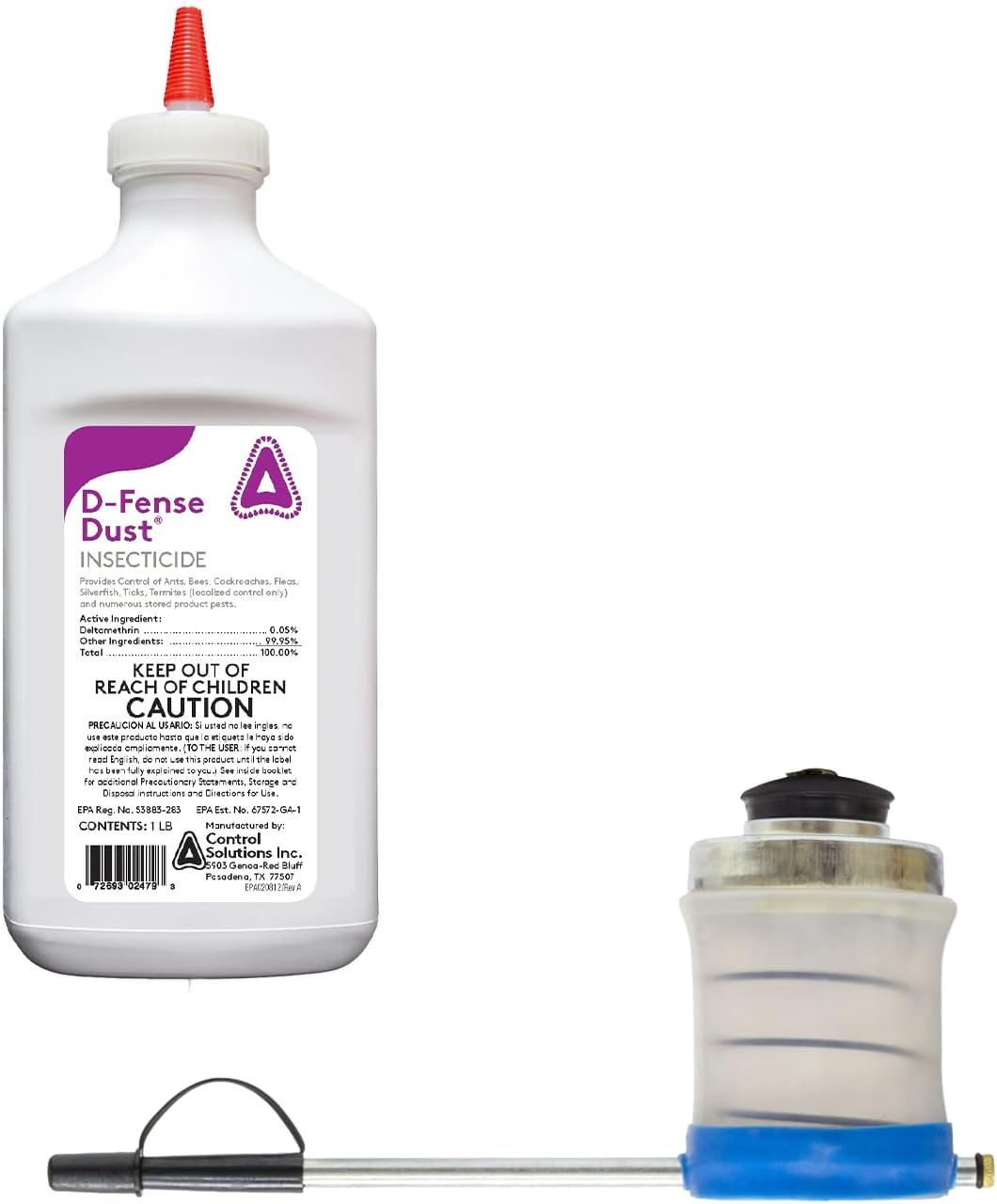 D-Fense Dust 1lb Insecticide + 5 inch Clear Puffer