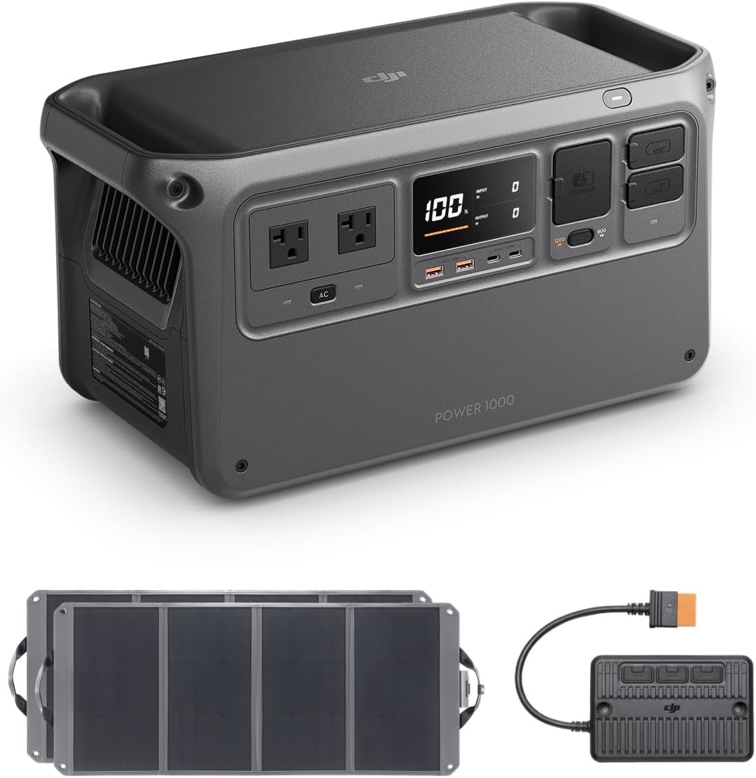 DJI Power 1000 Solar Generator Combo 200W, 4000-Cycle-Life LFP(LiFePO4) Cell, 70-Minute Fast Charging, 2200W Stable Output,Solar Generator for Home Backup, Camping & RVs, Off-grid, Power Outage