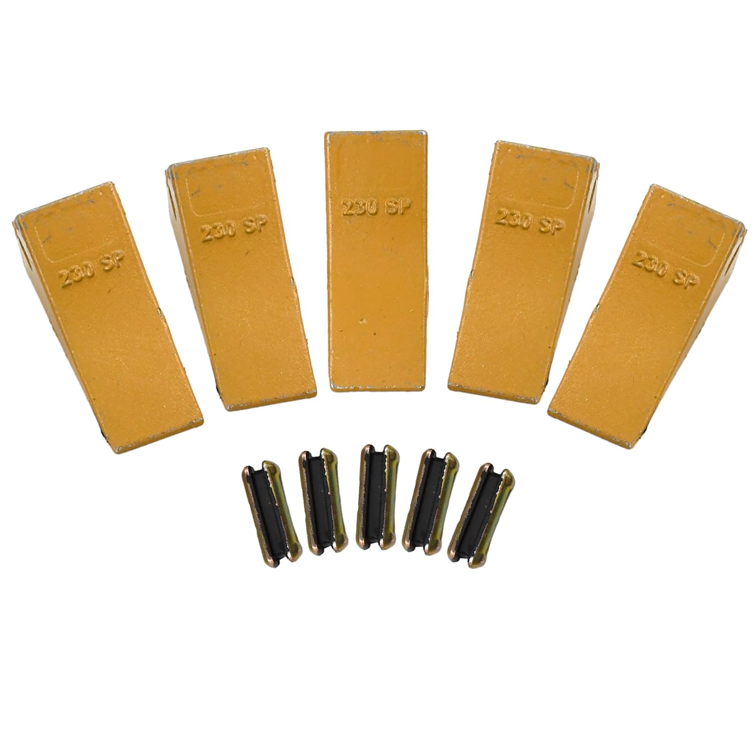 5PCS 230SP Bucket Teeth with Flex Pins 23FP Compatible with Bobcat John Deere Case JCB Skid Steer Loader and Excavator 23 230 Series