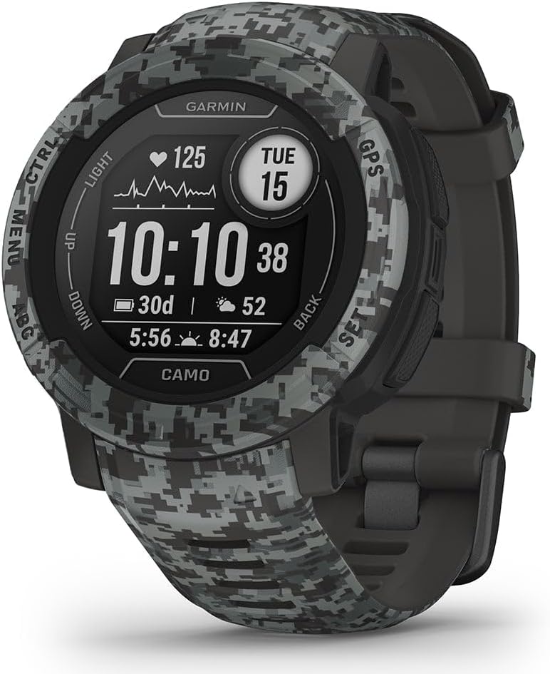 Garmin Instinct 2, Camo-Edition, Rugged Outdoor Watch with GPS, Built for All Elements, Multi-GNSS Support, Tracback Routing and More, Graphite camo