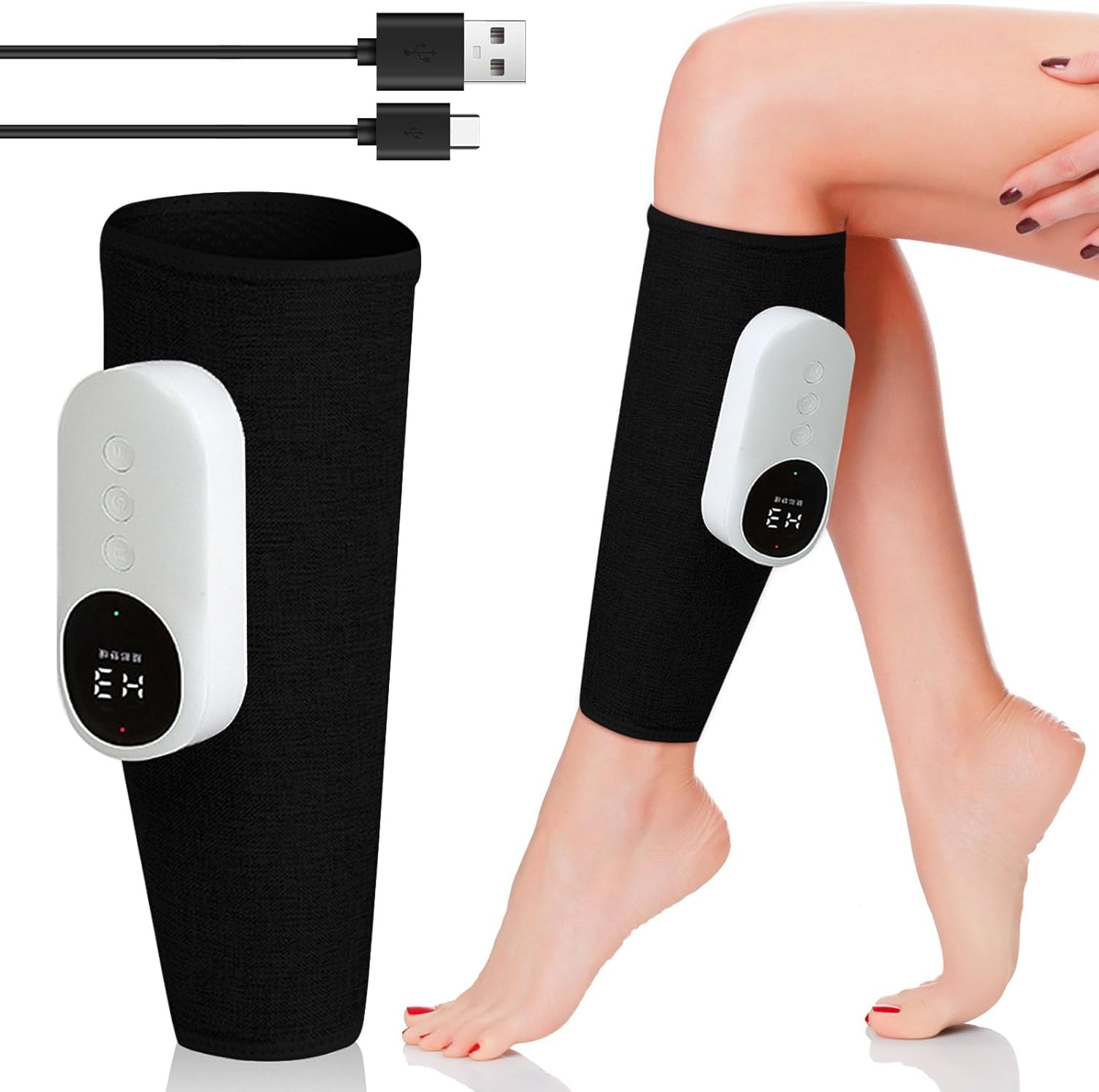 Cordless Calf Massager with Heat, Leg Massager for Pain and Circulation with 3 Modes and 3 Intensities,Revitive Circulation Booster for Legs,Type-C Rechargeable,Air Compression Massager-1 Pack