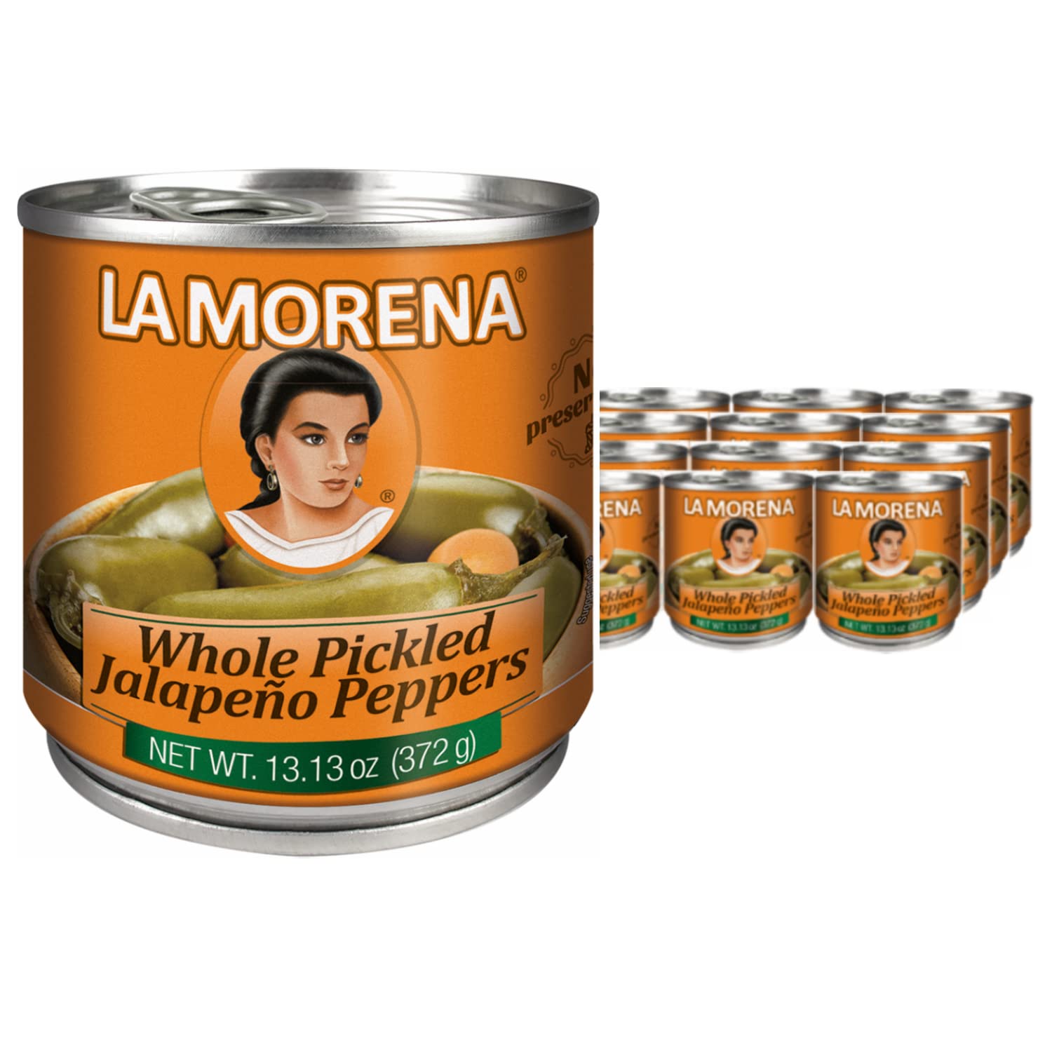 La Morena Jalapeno Peppers, Whole, 13.13 Ounce (Pack of 12)