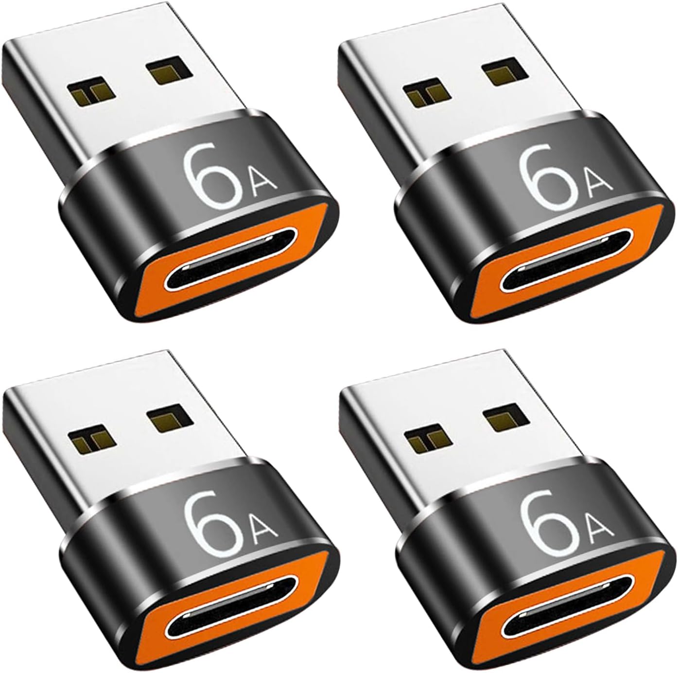 USB to USB C Adapter 4 Pack, USB C Female to USB A Male Adapter, Type C to USB A Charger Cable Converter Compatible with iPhone 12 13 14 15 Pro Apple Watch Airpods, Samsung Galaxy S23 S22 S21