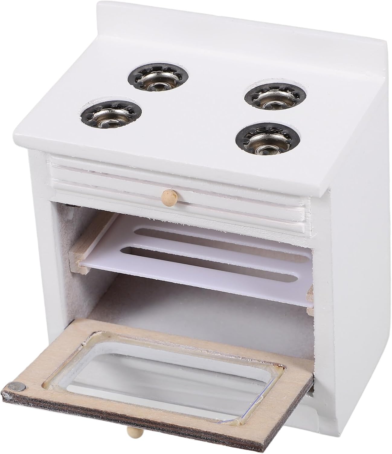 VICASKY Dollhouse Miniature Stove - 1:12 Scale Furniture Model Oven - Kitchen Accessory Cooking Cabinet - Scenery Cooker for Scenery Cooker Home Appliance DIY Supplies White