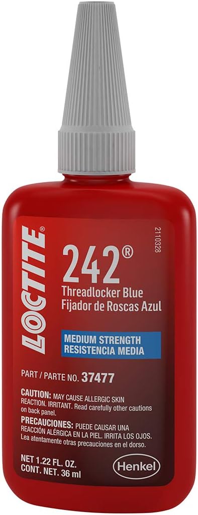LOCTITE 242 Automotive Blue Threadlocker - Medium-Strength Thread Lock, Multi-Purpose Applications, Works on All Metals - 36 ml, 1 Pack