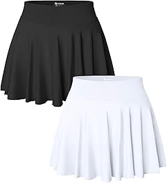 OQQ Women 2 Piece Skirts 2 in 1 Flowy Basic Versatile Stretchy Flared Casual Mini Skirts