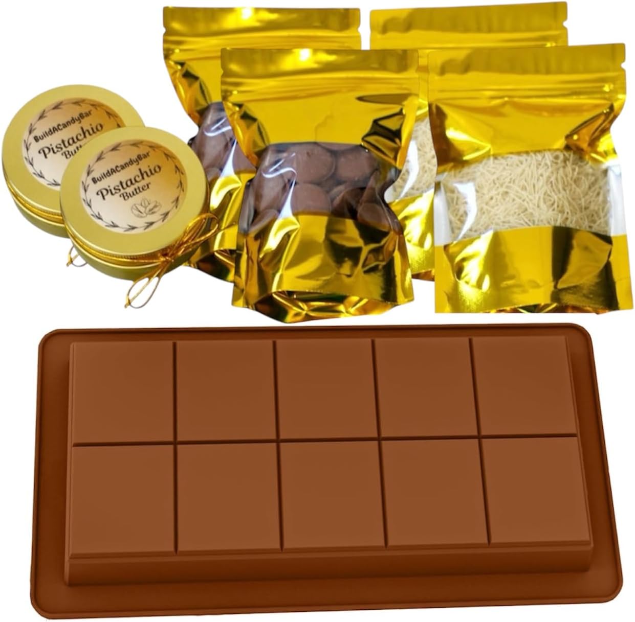DIY JUMBO Dubai Pistachio Chocolate Bar Making Kit Pistachio Butter, Knafeh/Phyllo Dough, Chocolate Incuded Complete Set (JUMBO)