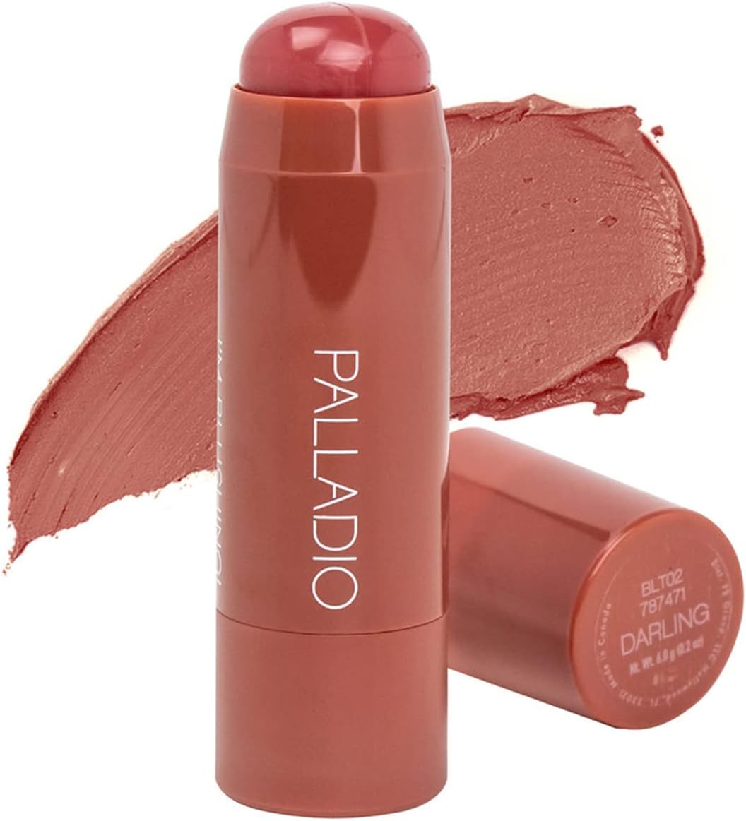 Palladio I'm Blushing 2-in-1 Cheek and Lip Tint, Buildable Lightweight Cream Blush, Sheer Multi Stick Hydrating formula, All day wear, Easy Application, Shimmery, Blends Perfectly onto Skin, Darling