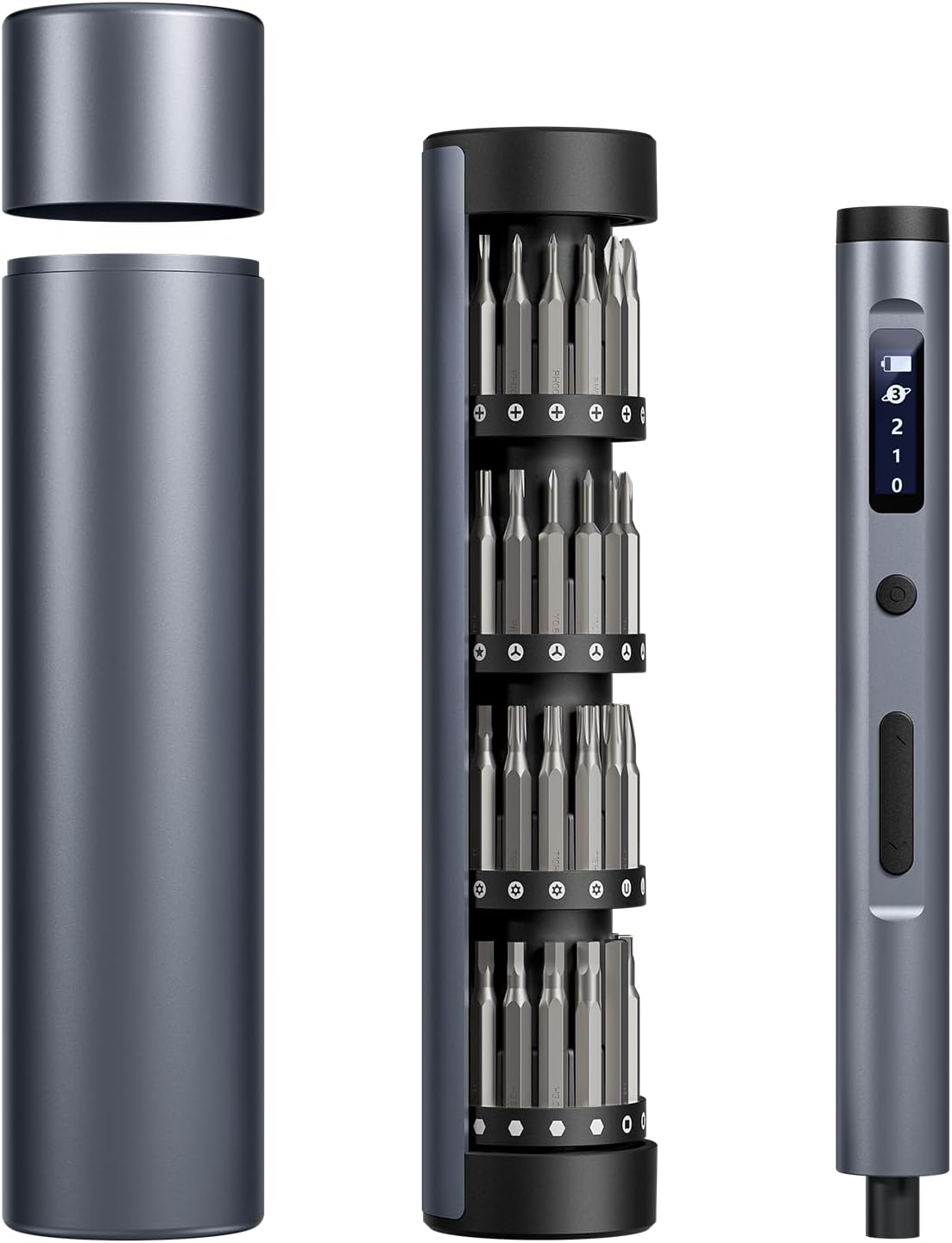 Mini Electric Screwdriver Cordless Set - 60-in-1 rechargeable Precision Screwdriver Set with 4 LED Lights, 3-Level Torque, Aluminum Magnetic Storage Box for Laptop/PC/Phone/Watch/Camera