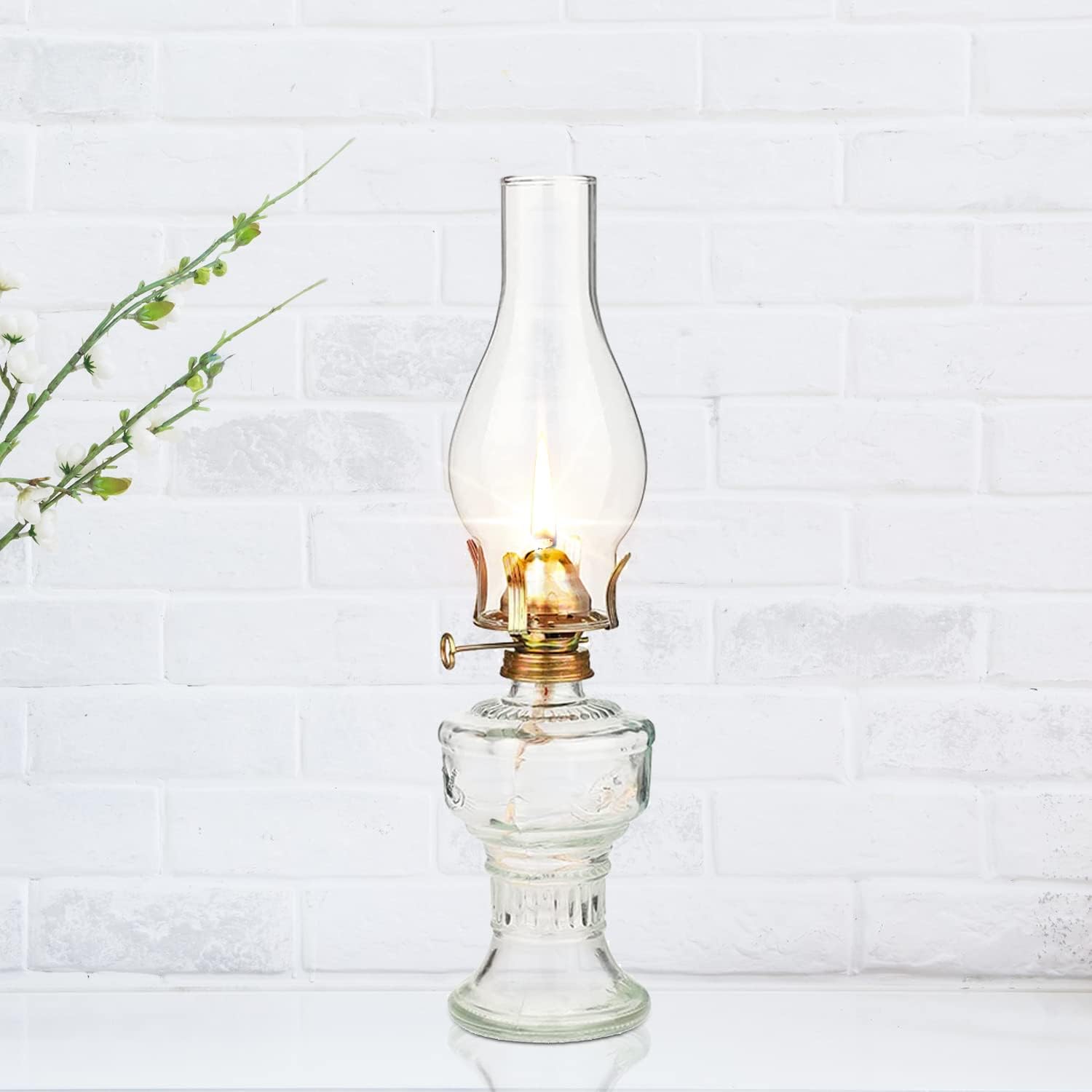 TRANSPLANT 32cm Glass Kerosene Lamp Oil Lamp Glass Classic Retro Home Decoration Lamp Wedding Festival Decoration Oil Lamp Large Capacity