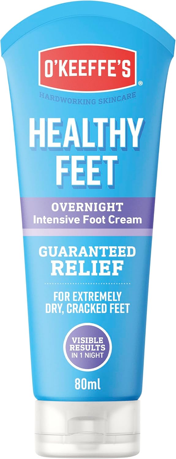 O’Keeffe’s Healthy Feet Overnight, 80ml – Intensive Foot Cream for Extremely Dry, Cracked Feet | Visible Results in 1 Night