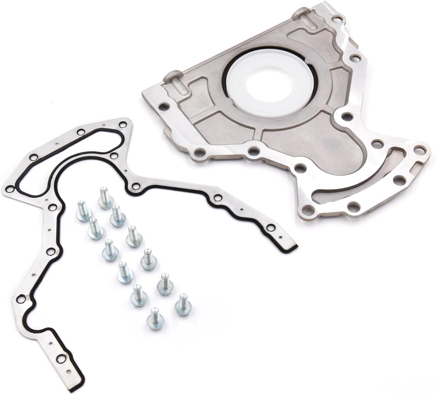 Rear Main Seal Cover Kit with Gasket Bolt Compatible with Chevy Tahoe Suburban Silverado Express Avalanche Cadillac Escalade GMC Yukon Sierra Savana 4.8L 5.3L 6.0L 6.2L # 635-518 12633579 12639250