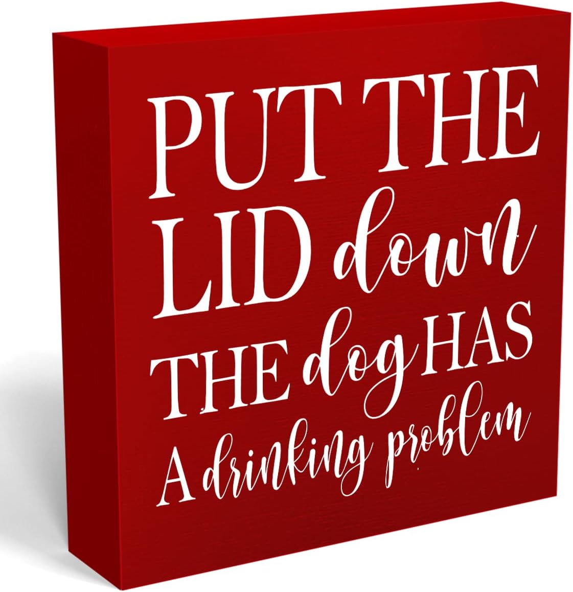 Funny Bathroom Quotes Sign Bathroom Dog Decor for Shelves Humor Home Toilet Sign Decorations for Home Bedroom Bathroom Dining Room Tabletop Bookshelf 5 X 5 Inch (Red)