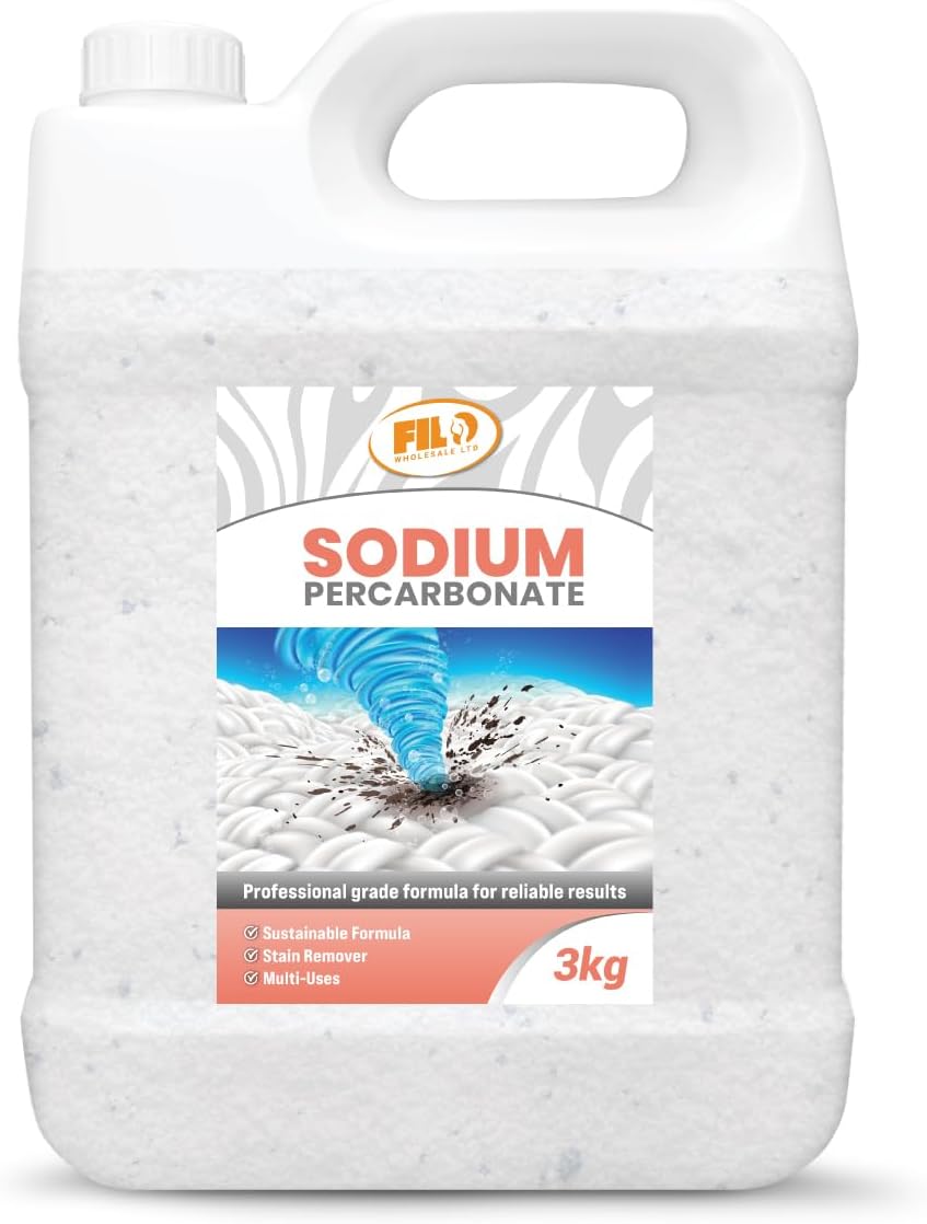 FILO Sodium Percarbonate Granules 3kg – Eco-friendly Oxygen Bleach for Clothes, Natural Stain Remover and Laundry Whitener – Multi-purpose Cleaner for Kitchen, Bathroom & Fabrics