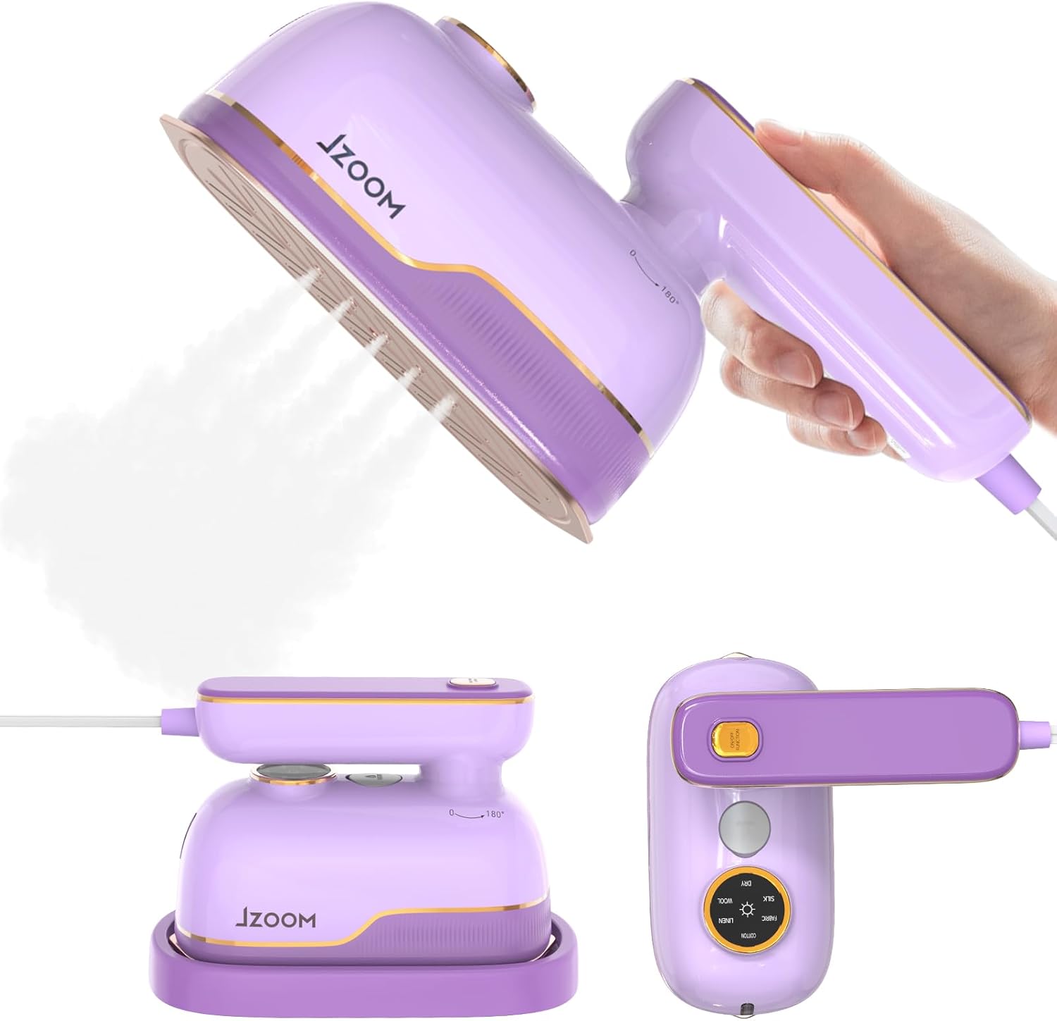 Travel Steamer Iron for Clothes, Portable 2-in-1 Dry & Steam Iron, 6 Smart Modes, 180° Rotatable Handle, 15s Fast Heat-Up, 15min Continuous Steam, Mini Steamer for Home & Travel