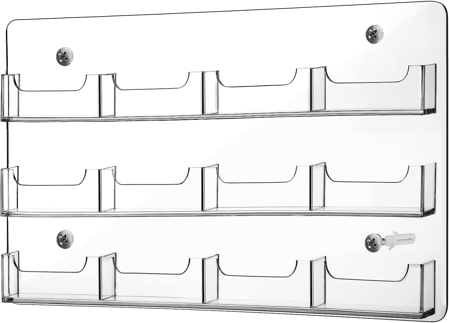 Acrylic Business Card Holder Wall Mount, 12 Pocket, 15.75'' x 10.24''
