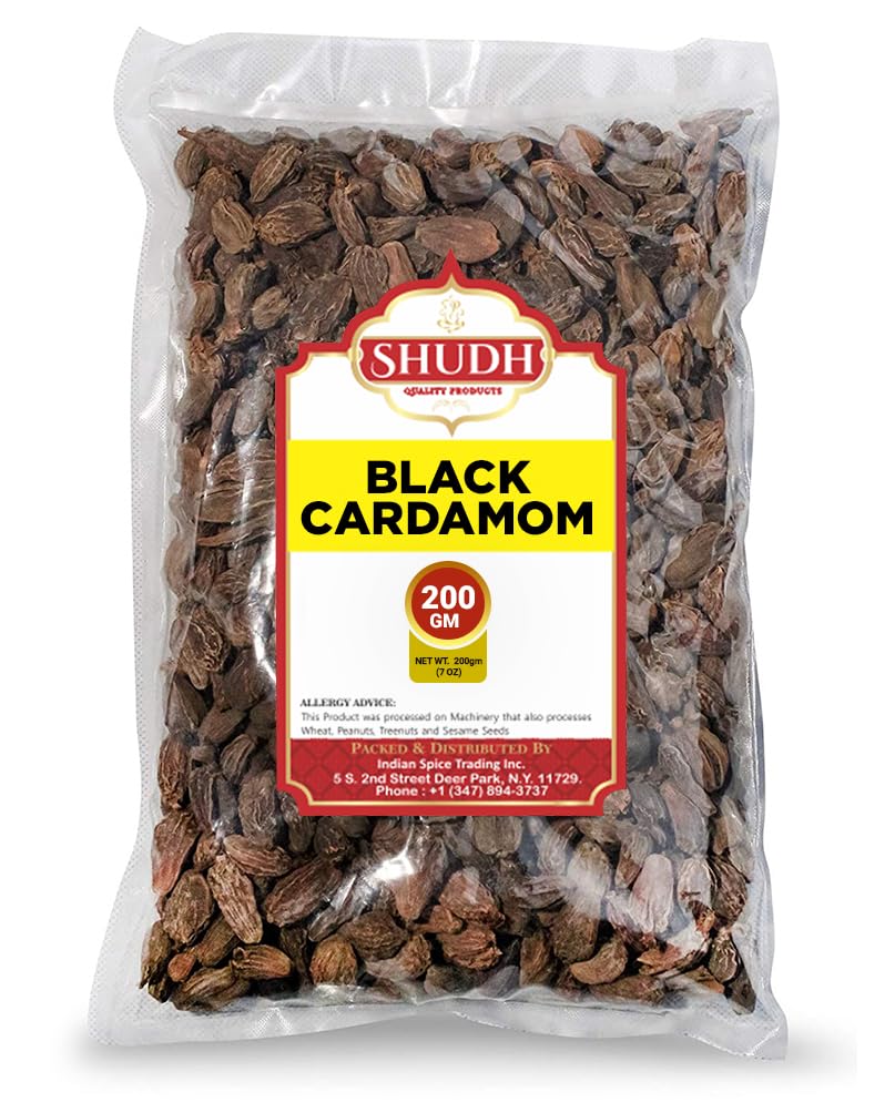 SHUDH Black Cardamom Pods 200 GM | Whole Kali Elaichi Indian Spice ~ All Natural | Vegan | Gluten Friendly | NON-GMO | Indian Origin