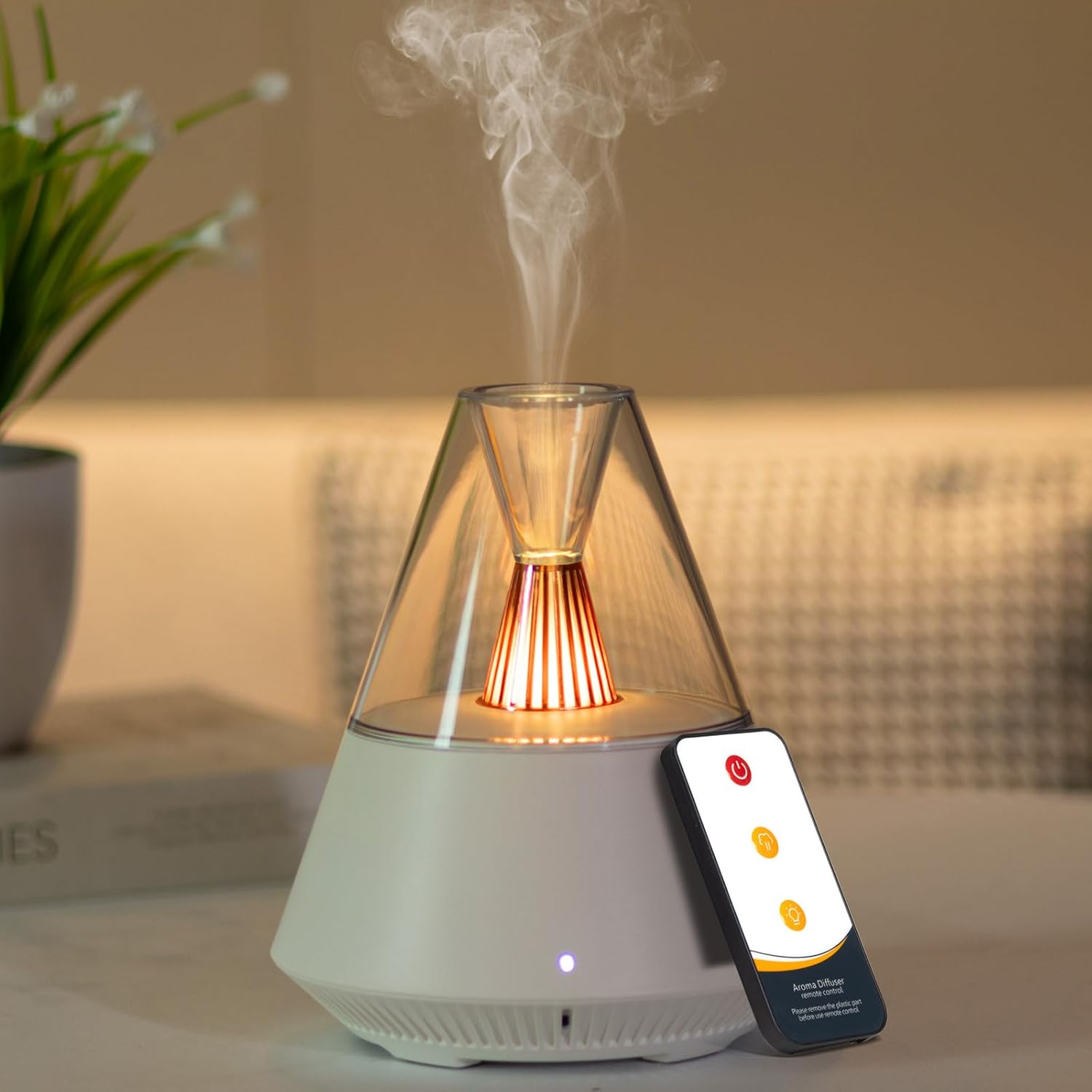 Electric Essential Oil Diffuser Ultrasonic Cool Mist Aromatherapy Diffuser Scented Oil Aroma Diffusers with Remote Control Auto Shut-off 7 LED Light for Home Office Gift -150ml White